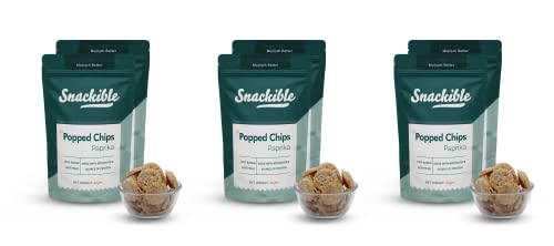 Snackible Paprika Popped Chips (Pack of 6) – 6x30gm | Puffed | Low Sugar | Vegan | High Fibre