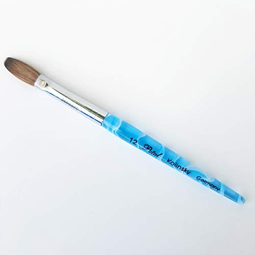 Blue Marble Petal Handle Kolinsky Acrylic Nail Brush (CRIMPED) Size #12