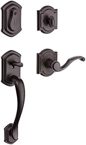 Baldwin Medina, Front Entry Handleset with Interior Lever, Featuring SmartKey Deadbolt Re-Key Technology and Microban Protection, in Venetian Bronze