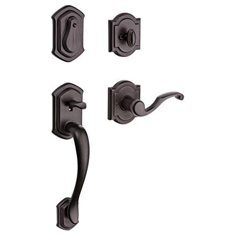 Baldwin Medina, Front Entry Handleset with Interior Lever, Featuring SmartKey Deadbolt Re-Key Technology and Microban Protection, in Venetian Bronze Cover