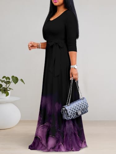 Image of Women's 3 /4 Sleeve Maxi Dress with Pockets