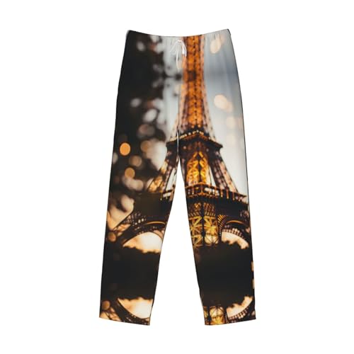 Eiffel Tower Print Lounge Waistband Drawstring Mens Pajama Pants Fashion Custom Sleepwear4