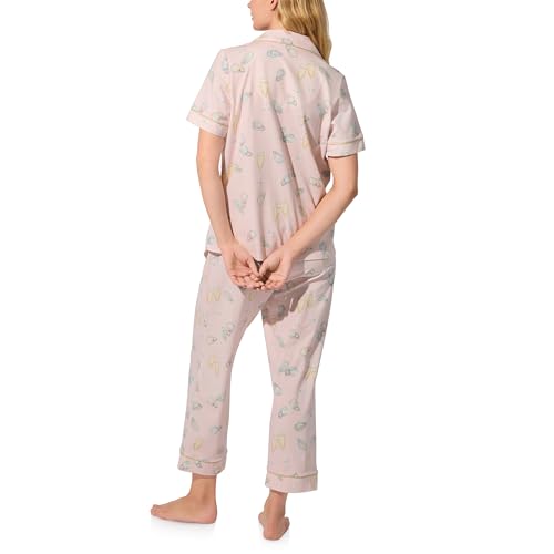 Image of Bed Head PJs Womens Matching Pajamas - Soft Organic Cotton Button Down PJ Shirt & Cropped Pants Set - Loungewear & Sleepwear