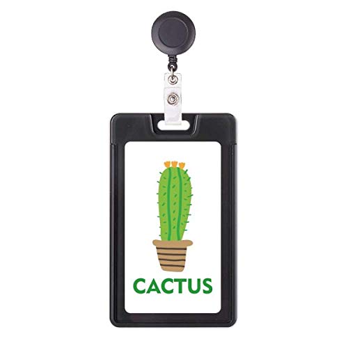 Porte-badge rétractable cactus vert pour carte d'identité de bureau