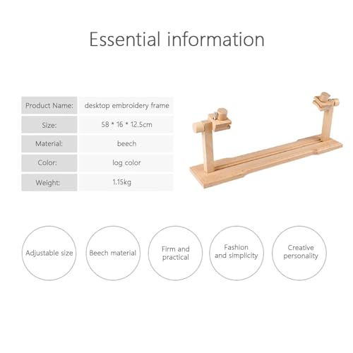 Aro de bordado giratorio regulable para punto de cruz y bastidor rectangular de madera 6