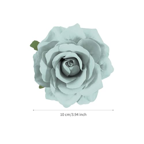 Image of 3.9 Inches White Flower Hair Clip Brooches for Women | Elegant Design White Rose Hair Clips on Flower for Women | Vintage Design Floral Lapel Pins and Rose Flowers Accessories for Wedding & Parties