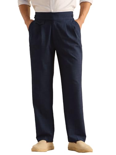 Image of The Souled Store: Gurkha Pants Men and Boys Solid Polyester Blend Straight Fit Adjustable Waistband 4-Way Stretch Wrinkle Resistant Pleated Front Trousers