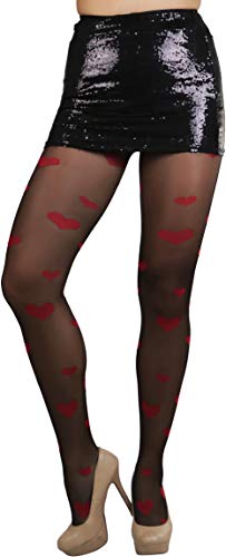 Image of ToBeInStyle Women's Valentine Day Themed Opaque Sheer Pantyhose w /Heart Love