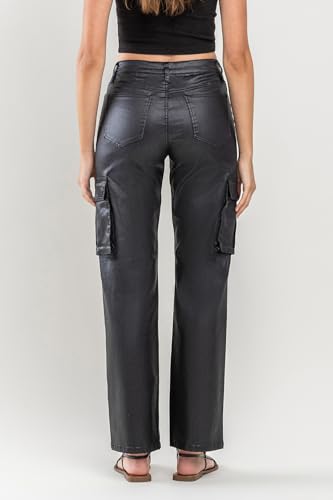 VERVET High Rise Coated Cargo Straight Jeans T60602