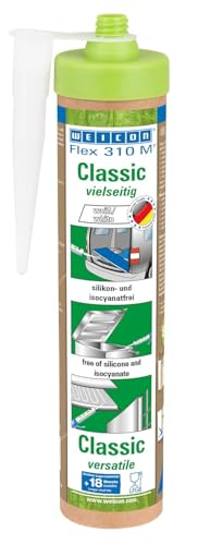 WEICON Green Tube Flex 310 M Classic, sellador elástico de polímero MS, fuerte adhesión, sin disolventes, cartucho sostenible, blanco