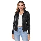 Photo Gallery diashiny giacca in ecopelle per donna rimovibile con cappuccio da motociclista, nero 018-1, m Photo Gallery diashiny giacca in ecopelle per donna rimovibile con cappuccio da motociclista, nero 018-1, m