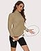 MAGCOMSEN Women's Long-sleeve Sweatshirt Soft Quarter Zipper up Pullover Workout Winter Jacket Fashion Tops, Khaki, S