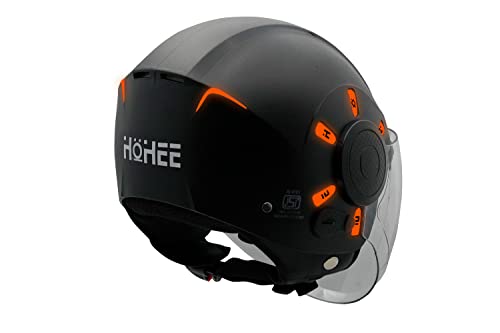 Image of Smart ISI Helmet With BLUE NIGHT GLOW STRIP & ISI Certified Motorbike Helmet (ORANGE Glow Strip)