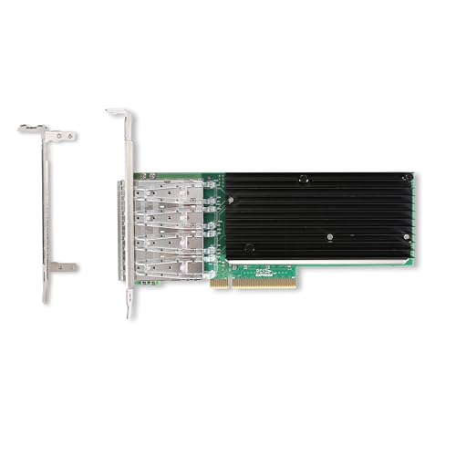 10G Ethernet Network Card, 4*SFP Port Server Network Card with Intel XL710-BM1 Chipset 10Gbps Adapter, LAN NIC Card PCI-E Support Windows Server/Linux/Vmware,Tall&Short Bracket