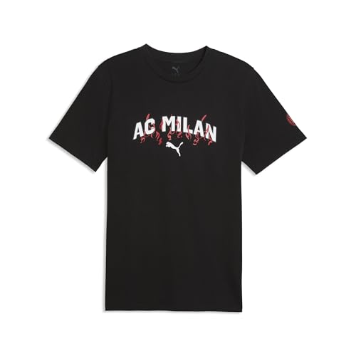 Puma Men's A.C. Milan T-Shirt, Black- White SS26, Medium ACM Ftblculture Tee