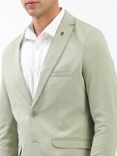 Image of SHOWOFFFF Men Solid Single Breasted Casual Blazer | Notched Lapel Full Sleeves Cotton Blazer for Mens | Slim Fit Regular Length Blazer for Men's