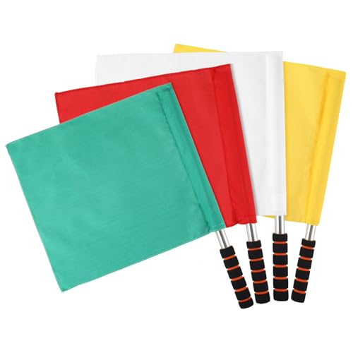 BELLIFFY 4pcs Commanding Referee Flag Green Pennant Flag Banner Yellow Hand Signal