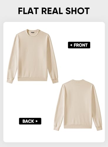 JMIERR Mens Crewneck Sweatshirt Casual Long Sleeve Soft Midweight Texture Sweatshirts Pullover Shirt Fall Winter Apparel, M, Apricot