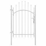 Homgoday Gartentor Metalltor Gartentür Zauntor Zauntür Einzeltor | Doppeltor Hoftor Gartenpforte Einfahrtstor Tor Garten Zaun Pforte Stahl 1 x 2,25 m Weiß