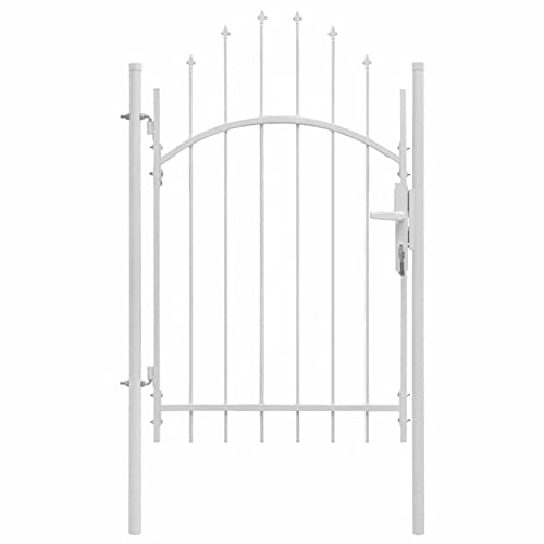 Homgoday Gartentor Metalltor Gartentür Zauntor Zauntür Einzeltor | Doppeltor Hoftor Gartenpforte Einfahrtstor Tor Garten Zaun Pforte Stahl 1 x 2,25 m Weiß