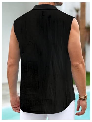Men's Summer Beach Tank Shirts Casual Sleeveless Button Up Shirt Resort Wear2