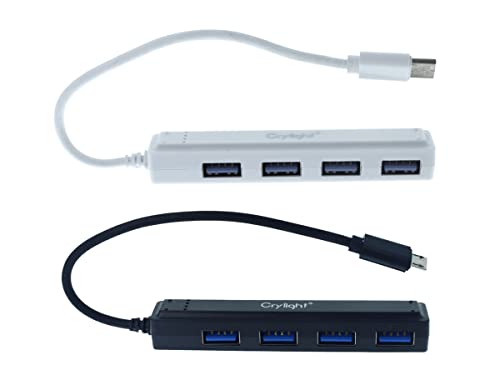 2 Stück USB Hub Mehrfachsteckdose USB 4 Ports USB 2.0 Micro USB auf 4 USB, USB Typ C auf 4 USB