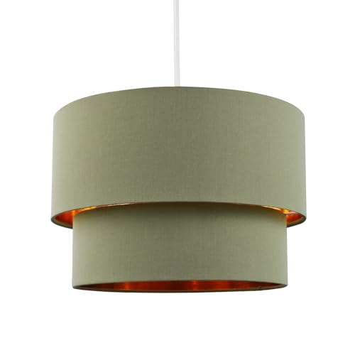Modern and Trendy Olive Sage Green Cotton Fabric Double Tier Design Ceiling...