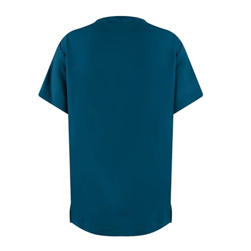 Image of FONMA Scrub Tops Women Plus Size Stretchy V-Neck Scrub Shirts with 4 Pockets Breathable Short Sleeve Nurse Uniforms