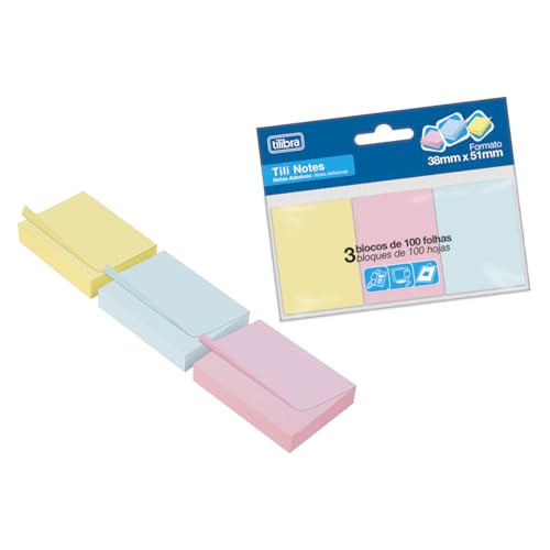 Tilibra - Bloco Adesivo Tili Notes 38x51mm 300 Folhas 3 Cores -, 325546