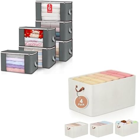 Amazon.com: 6 Pack 90L Large Storage Bags+4 Pack Large Storage Baskets ...