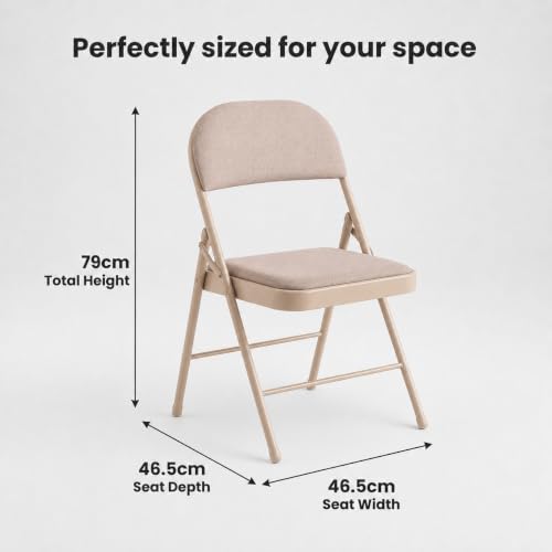 Image of Folding Chair - Padded Metal Chair with Padded Seat, Folding Steel Frame - Indoor Outdoor Guest Seat (Brown)