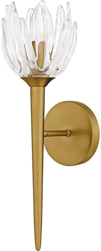Quoizel Shea Wall Sconce, 18.5 Inch 1-Light Brushed Gold Wall Sconce, Interior Light Fixture, 60W Candelabra Bulb, Wall Lights for Bathroom, Living Room, Family Room & Dining Room