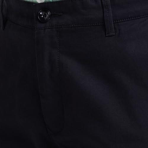 Image of Colorplus Men's Cotton Blend Solid Piece Dyed Pattern Contemporary Fit Flat Front Casual Trouser
