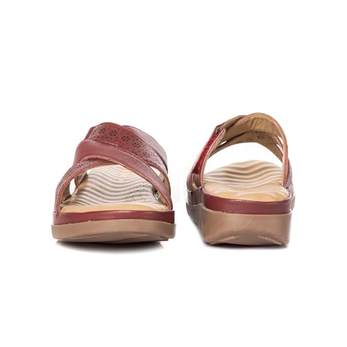 Image of Khadim's Softouch Leather Platform Heel Slip On Sandal for Women | 1.5 Inch Low Heel | Suitable for Daily Use