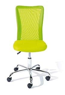 Inter Link - Sedia da ufficio per bambini - Sedia ergonomica girevole - Altezza regolabile - Base in metallo cromato - Rivestimento in tessuto Mesh traspirante - Girevole a 360° - Verde - Bonnie