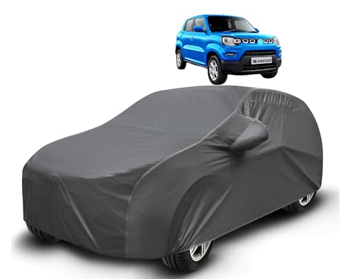 Image of Auto Hub Waterproof Car Cover Compatible with Maruti S-Presso with Mirror Pockets, Soft Cotton Lining, S-Presso Car Cover Waterproof, Grey
