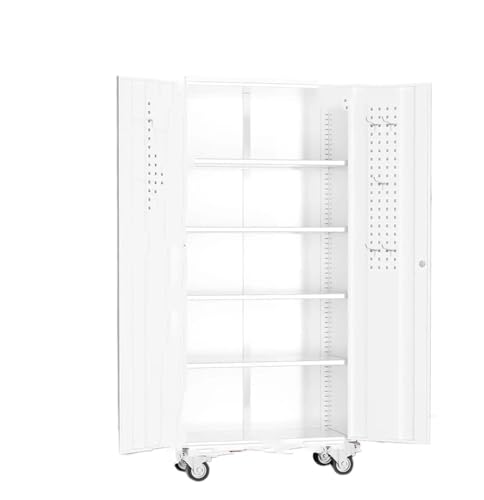 Estante De Almacenamiento Gabinete de almacenamiento con cerradura, gabinete para herramientas con ruedas, tablero perforado y estantes, archivador resistente de 75' de alto Bolsa portaherramientas