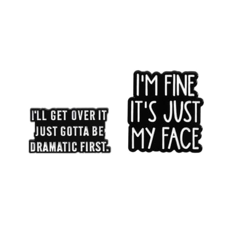 I'm Fine l'll Get Over It Enamel Pin Sarcasm Brooch 2pcs for Women Men