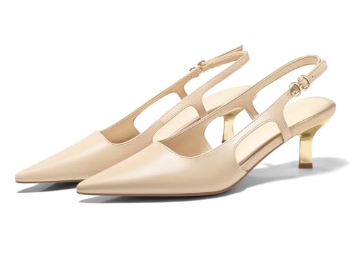 Image of Coutgo Womens Low Kitten Heels Slingback Pumps Closed Pointed Toe Buckle Party Work Dress Shoes