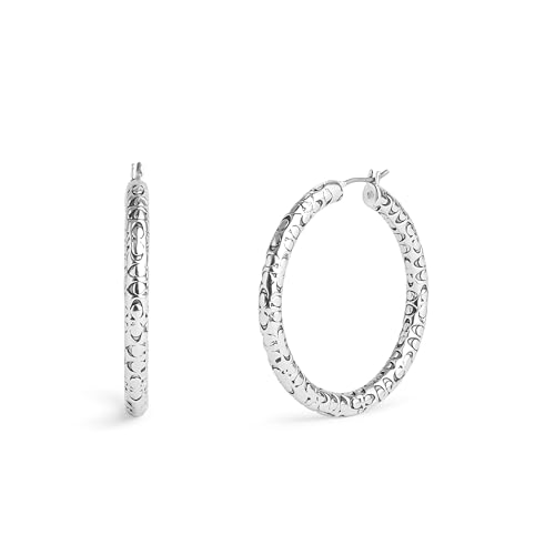 COACH Women's Signature Quilted Hoop Earrings3