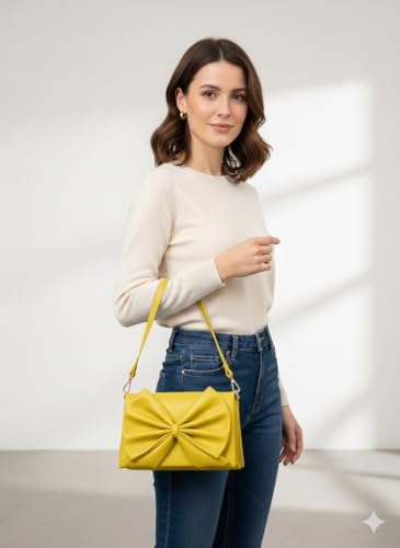 Image of Women's Bow Crossbody Bag - Shoulder Purse & Sling Handbag - Multi-Pocket Partitioned Side Bag with Adjustable Strap for Party, Wedding & Casual