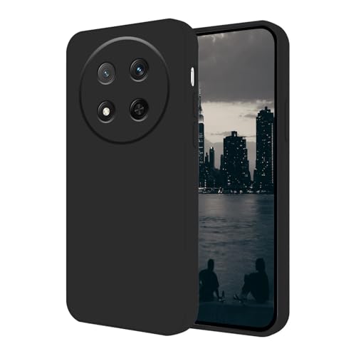 Hlgcokro Compatible with Honor Magic 7 Lite Case Silicone with Soft Microfiber Lining, Phone Case for Honor Magic 7 Lite Slim Dark Green Shockproof Bumper Cover (Black)