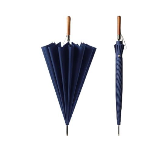 Parapluie d'affaires long en bois pour homme avec 16 os renforcés