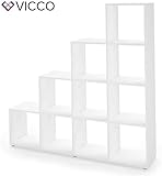 Praktisches und dekoratives Treppenregal mit 10 geräumigen Fächern in der Ausführung Sonoma Eiche sägerau.