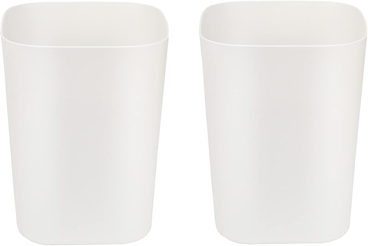 Besli Papelera pequeña de 2 galones, papelera para baño, dormitorio, cocina, oficina (blanco, paquete de 2)