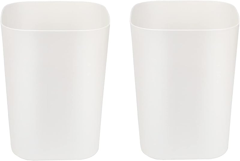 Besli Papelera pequeña de 2 galones, papelera para baño, dormitorio, cocina, oficina (blanco, paquete de 2)