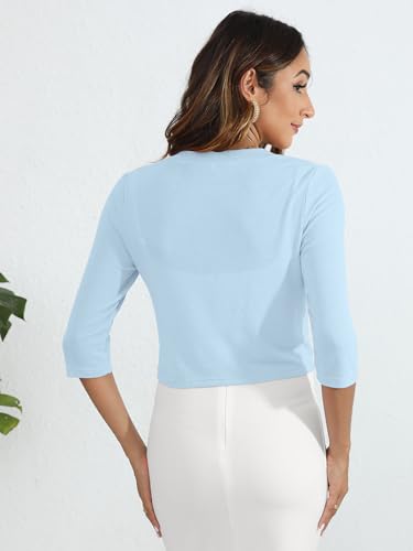 Image of Heymoments Women's Thin Shrugs 3 /4 Sleeve Lightweight Cropped Sweaters Open Front Cardigan for Dress