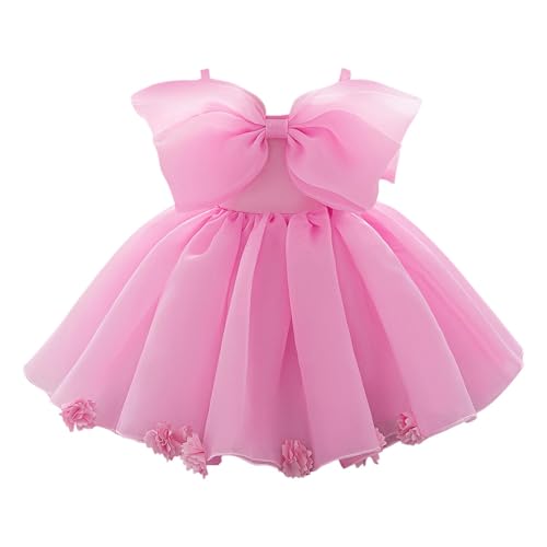 6M-3Y Party Dress for Girls Cute Bow Tie Front Strappy Princess Flower Dresses Formal Elegant Layered Lace Gowns