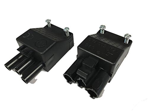 Steckverbindung (Stecker und Gegenstück/Anschluß) für steckbare Gebäudeinstallation, ST18/3S C1 ZEV SW RD, 3-polig, unmontiert, inkl. Zugentlastung und Verriegelung