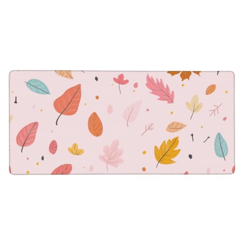 Alfombrilla de escritorio rosa con hojas de 80x30 cm para trabajar con comodidad en casa